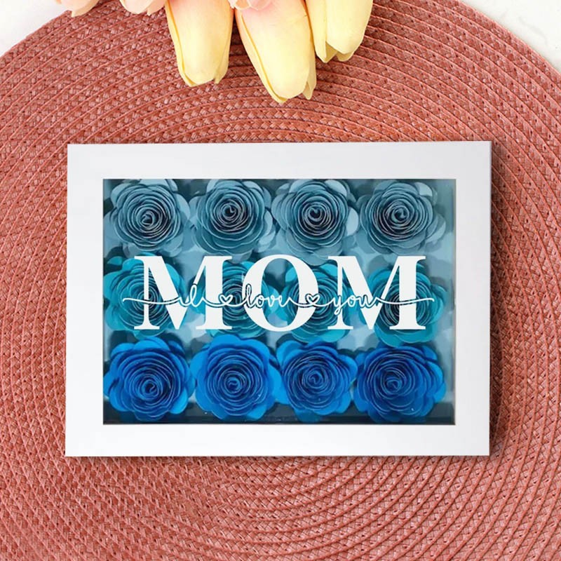 Regalo de caja de sombra de flores de mamá personalizado para el día de la madre