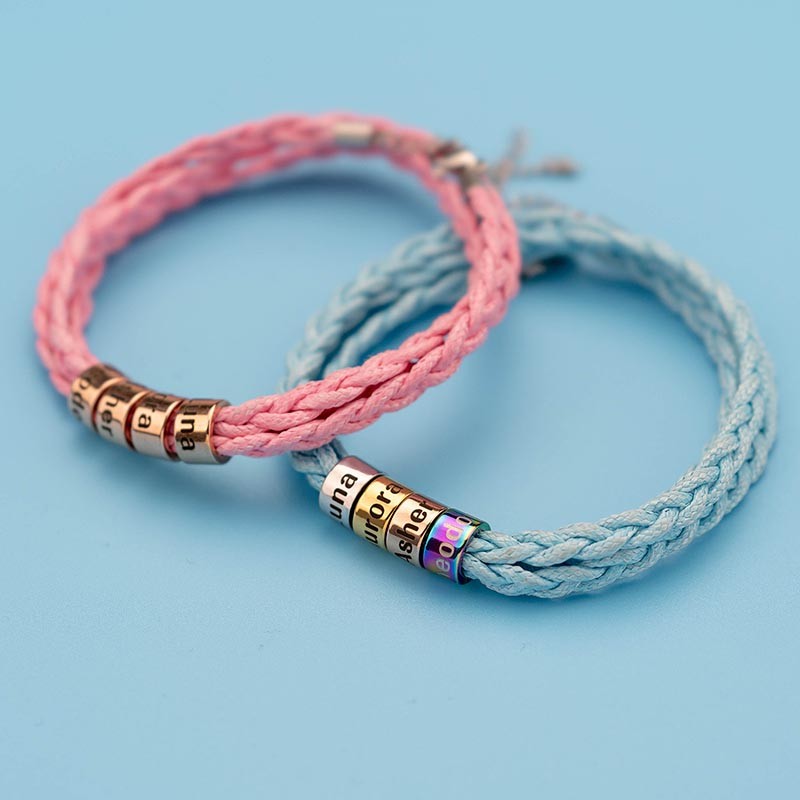 Pulsera de correa de abalorios personalizada Unsex con 1-10 nombres en 6 colores