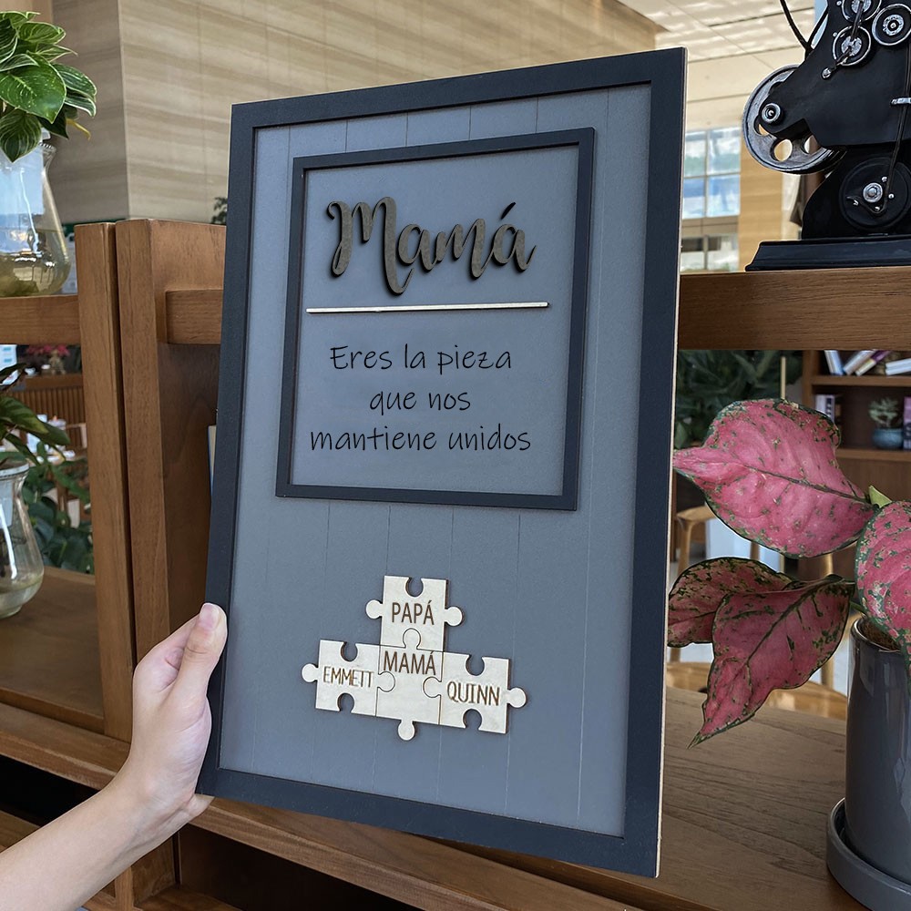 Piezas de rompecabezas personalizadas Signo de nombre Regalo del día de la madre