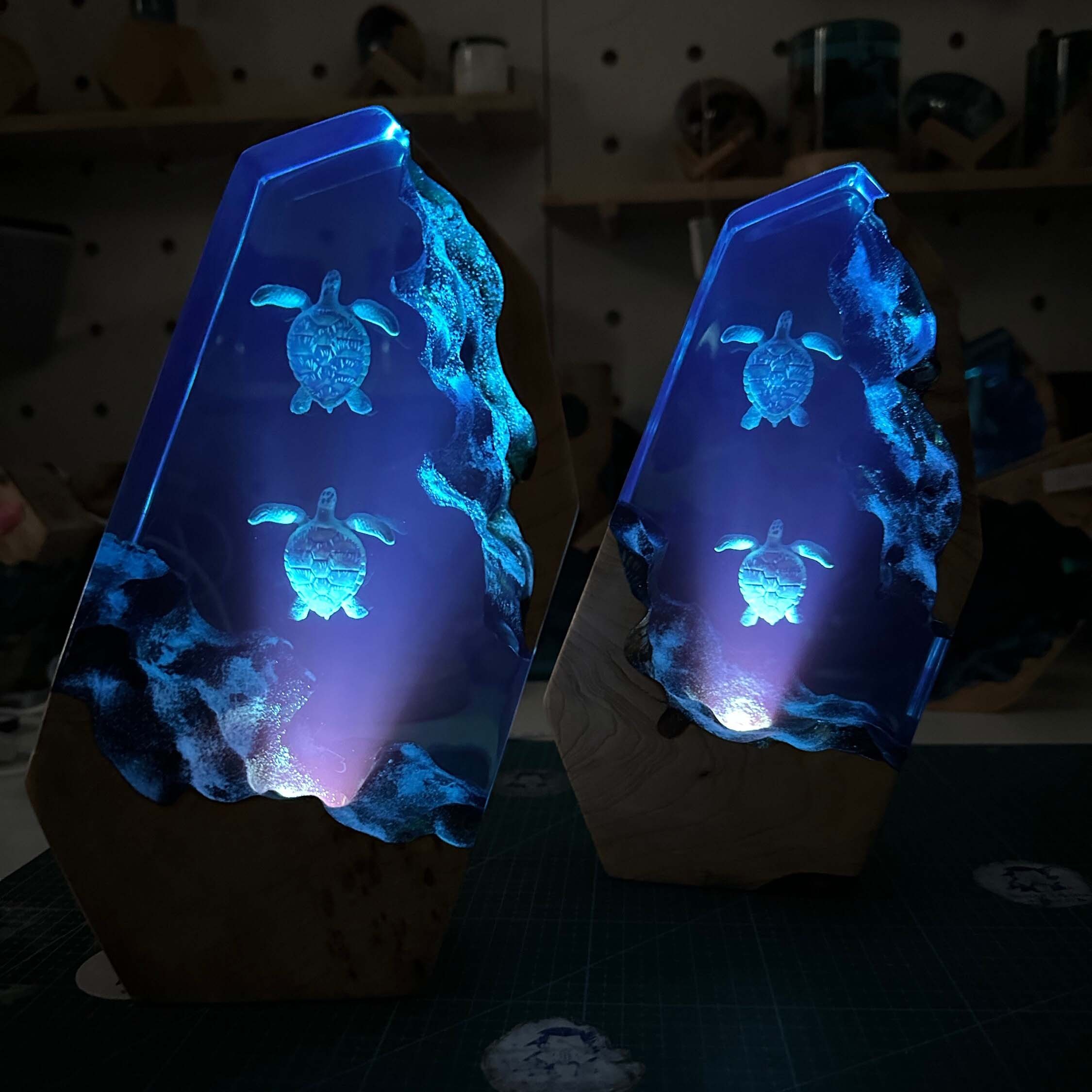 Luz nocturna de resina epoxi Turtles Ocean
