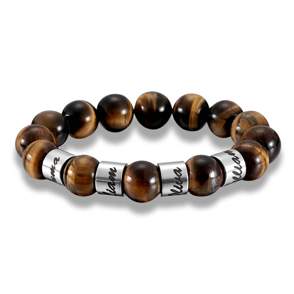 Pulsera de abalorios personalizados con 1-10 grabados en plata