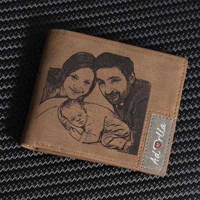 Cartera de cuero con foto personalizada para regalo del día del padre