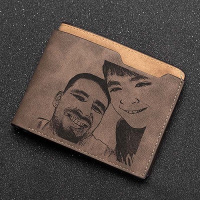 Cartera de cuero con foto personalizada de doble cara para regalo del día del padre