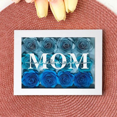 Regalo de caja de sombra de flores de mamá personalizado para el día de la madre