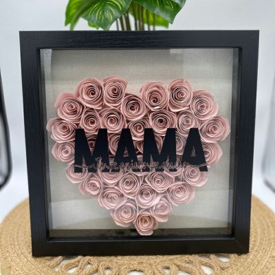 Regalo de caja de sombra de flores de mamá personalizado para el día de la madre