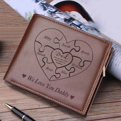 Regalo del día del padre personalizado Papá Tú eres la pieza que nos mantiene unidos Cartera triple de cuero