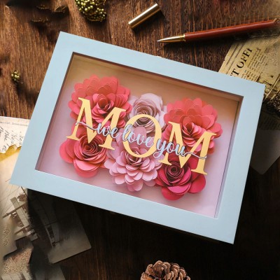Regalo de caja de sombra de flores de mamá personalizado para el día de la madre