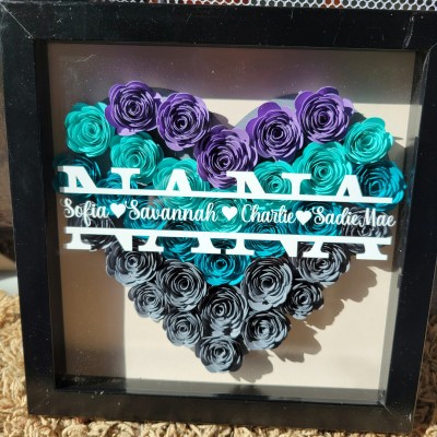 Regalo de caja de sombra de flores de mamá personalizado para el día de la madre