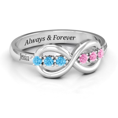 Anillo de piedra de nacimiento de eternidad personalizado de plata esterlina S925 para ella