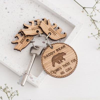 Regalo del día del padre Llavero con oso de papá personalizado con 1-10 dijes Papá, esposo, abuelo