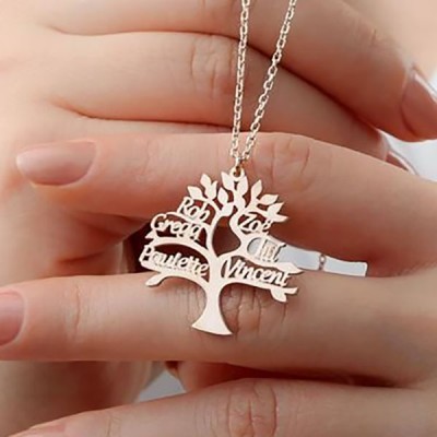 Collar personalizado con nombre de árbol genealógico con 1-8 nombres