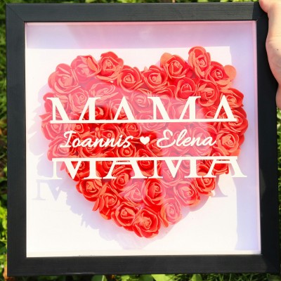 Regalo de caja de sombra de flores de mamá personalizado para el día de la madre