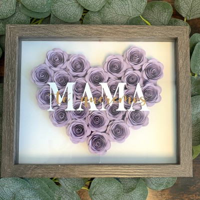 Regalo de caja de sombra de flores de mamá personalizado para el día de la madre