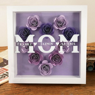 Regalo de caja de sombra de flores de mamá personalizado para el día de la madre
