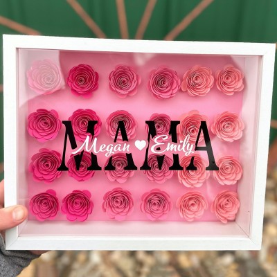 Regalo de caja de sombra de flores de mamá personalizado para el día de la madre