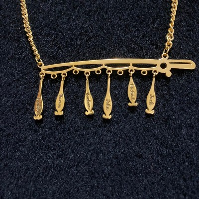 Collar con colgante de cebo de pesca personalizado para regalo del día del padre con grabado de 1 a 20 nombres