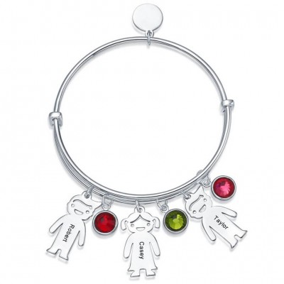 Brazalete tipo brazalete personalizado con encantos para niños de 1 a 10 piedras natales