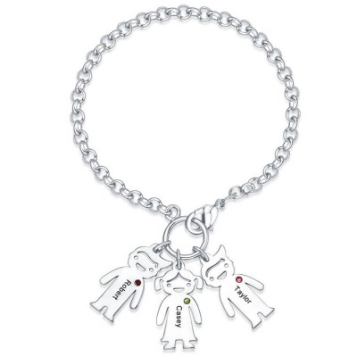Pulsera Grabable Personalizada con Colgantes de 1-6 Niños