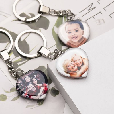 Personalice el regalo en forma de corazón del llavero de cristal de la foto para cualquier ocasión