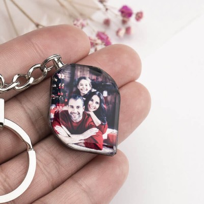 Personalice el regalo en forma de corazón del llavero de cristal de la foto para cualquier ocasión