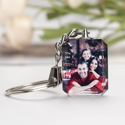 Personalice el regalo en forma de corazón del llavero de cristal de la foto para cualquier ocasión