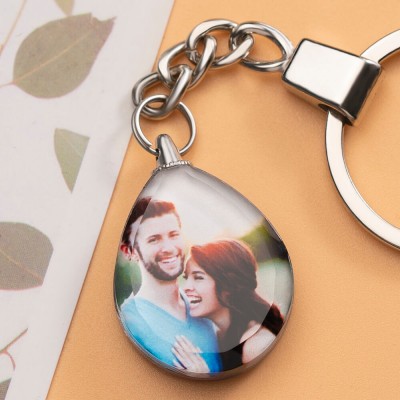 Personalice el regalo en forma de corazón del llavero de cristal de la foto para cualquier ocasión