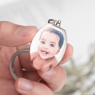 Personalice el regalo en forma de corazón del llavero de cristal de la foto para cualquier ocasión