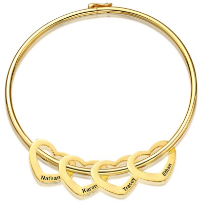 Pulsera brazalete personalizada chapada en oro de 18 quilates con 1-10 dijes Pulsera personalizada para ella - Pulsera personalizada con dijes