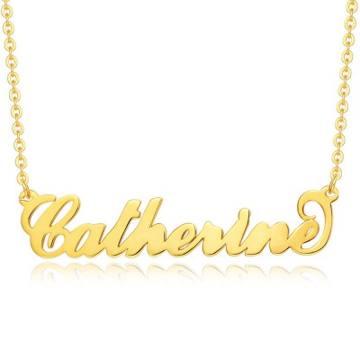 Collar con nombre "Carrie" personalizado en plata chapado en oro de 18 quilates