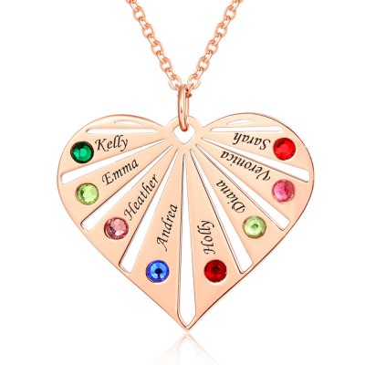 Collar personalizado chapado en oro rosa de 18 quilates 1-8 grabados y diseños de piedras natales Collar grabado con piedras natales