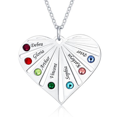 Collar personalizado de plata 1-8 diseños de grabados y piedras natales Collar grabado con piedras natales