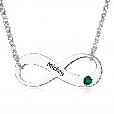 Collar personalizado con nombre de infinito con piedras de nacimiento