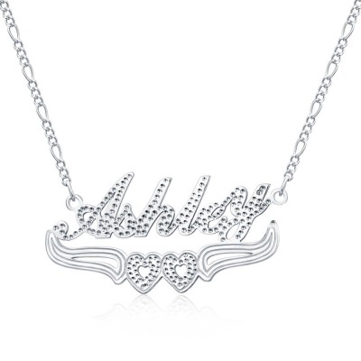 Collar personalizado con nombre de dos colores con decoración de corazón debajo