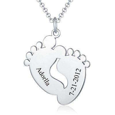 Regalo de collar de pies de bebé grabable para nueva mamá