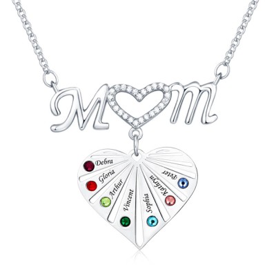 Collar personalizado 1-8 grabados y piedras natales mamá colgantes diseños regalo para mamá