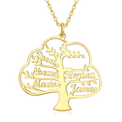 Collar personalizado con nombre de árbol genealógico con 1-8 nombres, regalo para mamá y abuela