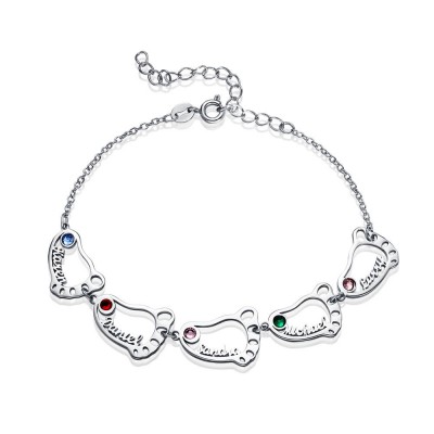 Pulsera Grabable Personalizada con Encantos de 1 a 6 Pies de Bebé