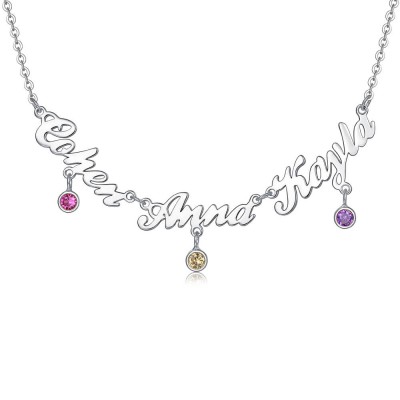 Collar personalizado con diseño de 1-8 nombres y piedras de nacimiento