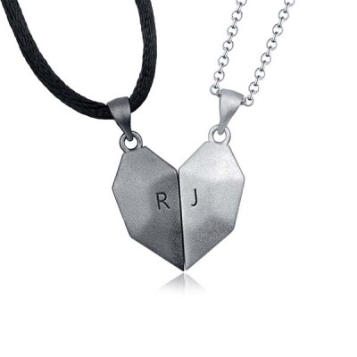 Collar de corazón de patchwork magnético personalizado de 2 piezas