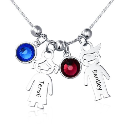 Collar infantil grabado en plata 1-15 colgantes opcional con piedra de nacimiento