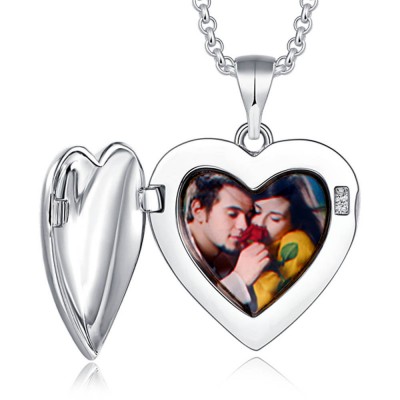 Collar con foto grabable de plata S925