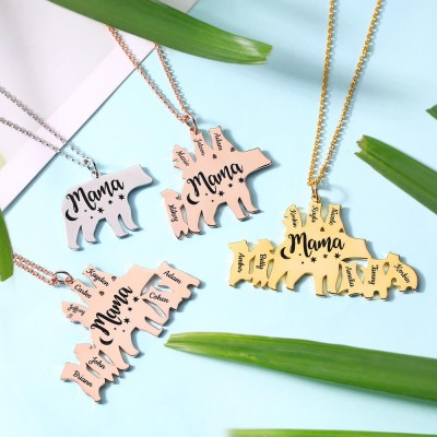 Collar personalizado de mamá oso de 1 a 8 nombres para regalos del día de la madre