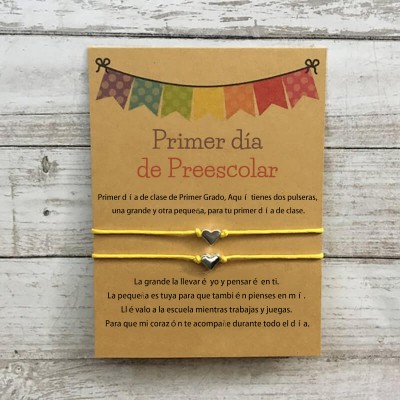 Primer día de preescolar Pulsera Pulseras a juego Pulseras de corazón