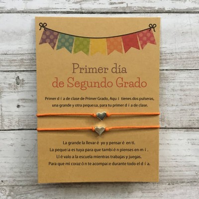 Primer día de segundo grado Pulseras Pulseras a juego Pulseras de corazón