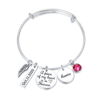 Regalo conmemorativo personalizado Un pedazo de mi corazón está en el cielo Brazalete tipo brazalete