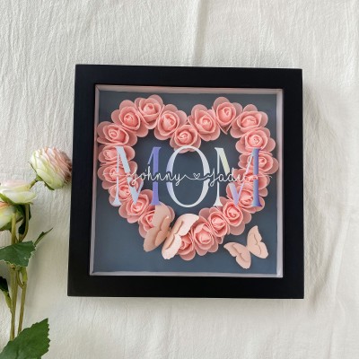 Regalo de caja de sombra de flores de mamá personalizado para el día de la madre