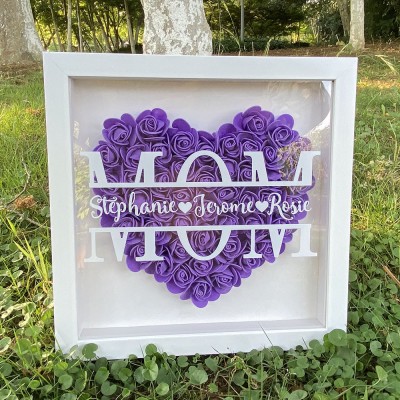 Regalo de caja de sombra de flores de mamá personalizado para el día de la madre