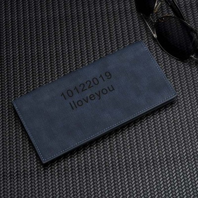 Regalo del día del padre Cartera de cuero con foto personalizada Azul