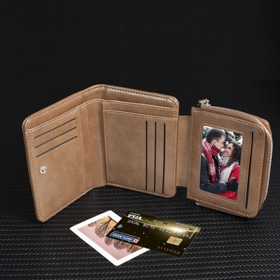 Cartera corta de cuero con foto personalizada para regalo del día del padre