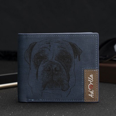 Regalo del día del padre Cartera de cuero con foto personalizada Azul